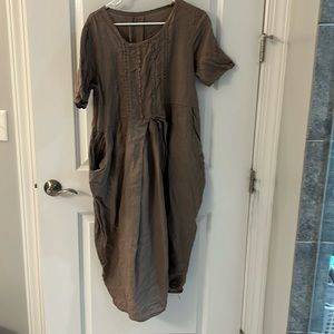 Brown Italian linen baggy dress